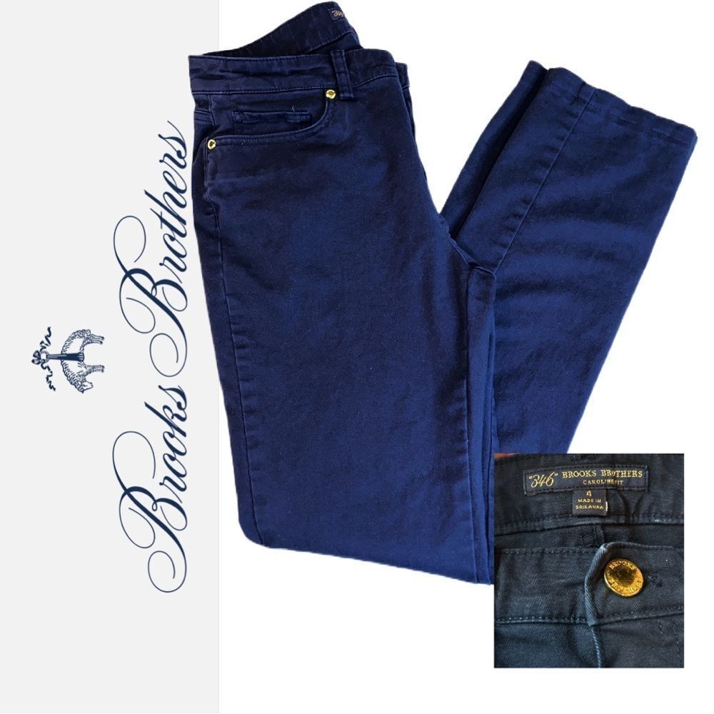 Brooks Brothers 346 Caroline Fit 5-Pocket Twill Navy Blue Pants - Size 4